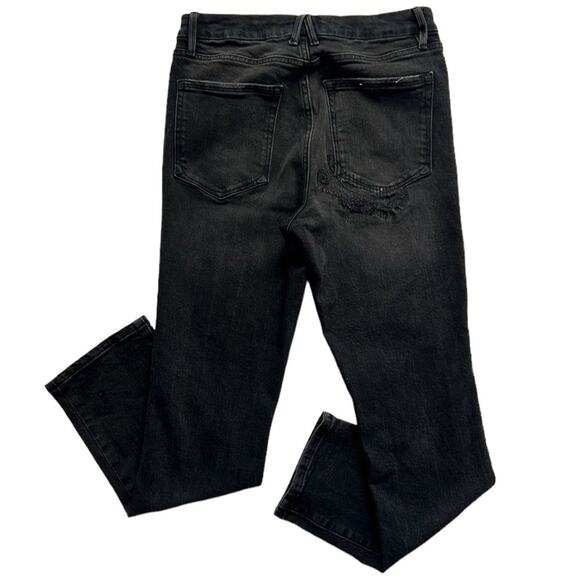 Good American Jeans 6/28 Faded Black Distressed GC625T Hi-Rise Skinny Ankle Boho - Picture 12 of 12